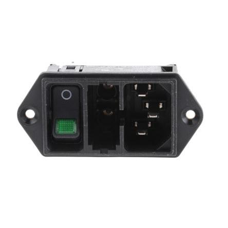 Schurter Konektor IEC 10A C14 Vnější, Montáž do panelu, 250V, 60Hz Rychlé připojení, 85 °C, -25 °C DD11.0124.1110
