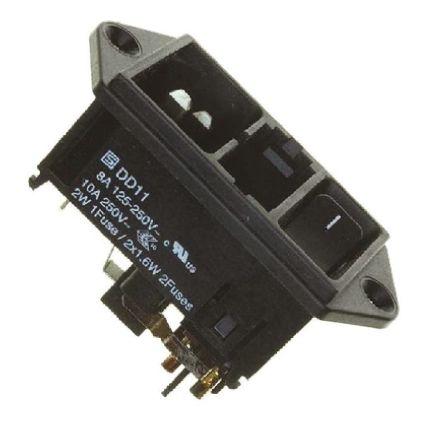Schurter Konektor IEC 10A, řada: DD11 C14 Vnější, Montáž do panelu 5 x 20 mm, 250V 2 póly, 60Hz Rychlé připojení, 85 °C