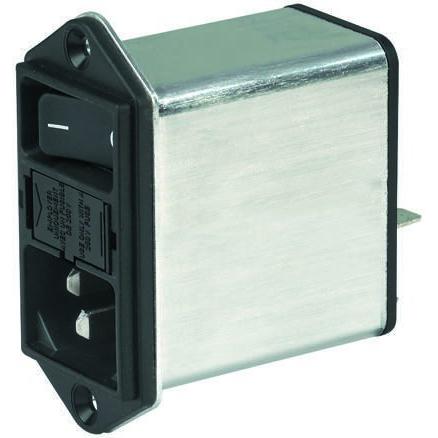 Schurter Konektor IEC 1A C14 Vnější, Montáž do panelu 5 x 20 mm, 250V ac 2 póly, 60Hz Rychlé připojení, 85 °C 2, -25 °C