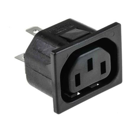 Bulgin Konektor IEC C13, orientace těla: Rovný, Zacvakávací montáž Vnější, 250V 10A