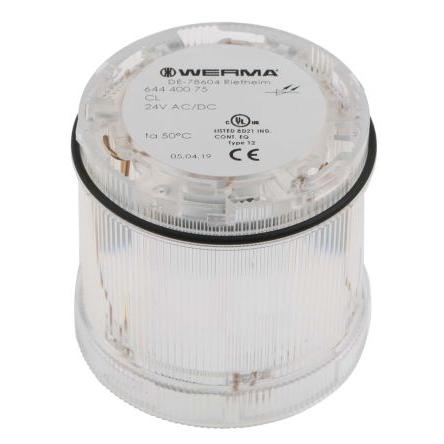 Werma, rozsah: 644 Maják barva čočky Čirá Stálé LED Jednotka majáku 24V dc barva pouzdra Čirá základna 70 mm AC/DC IP65