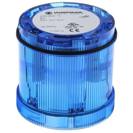 Werma, rozsah: 644 Maják barva čočky Modrá Stálé LED Jednotka majáku 24V dc barva pouzdra Modrá základna 70 mm AC/DC