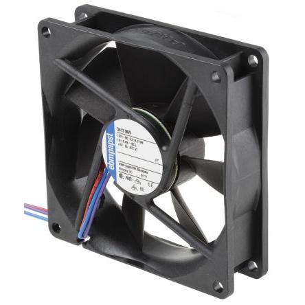 ebm-papst Axiální ventilátor, řada: 3400 N, průtok vzduchu: 84 m³/h 2.5 W 12V dc IP68 92 mm 92mm 25.4 mm