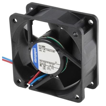 ebm-papst Axiální ventilátor, řada: 600 N, průtok vzduchu: 43 m³/h 2.5 W 24V dc 60 mm 60mm 25.4 mm