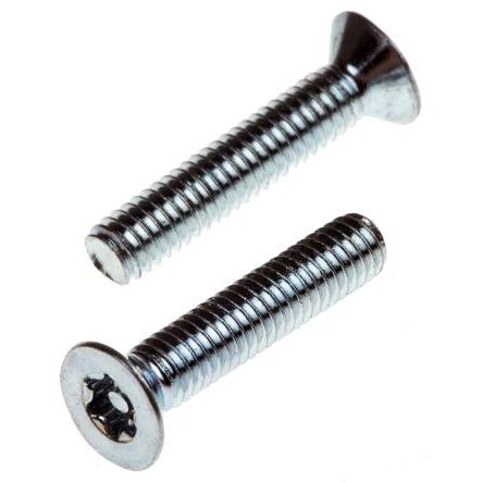 RS PRO Bezpečnostní šroub, Lesklý zinek Zapuštěná hlavice, Ocel, M4, délka: 20 mm