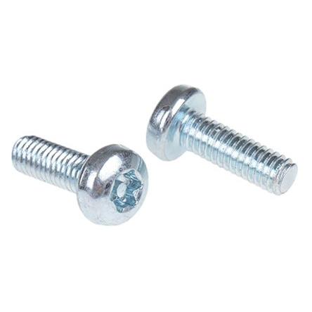 RS PRO Bezpečnostní šroub, Lesklý zinek Kónická hlavice, Ocel, M4, délka: 12 mm