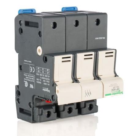 Držák pojistek s montáží na lištu DIN 50A 690V ac Schneider Electric 14 mm x 51 mm 3pólový