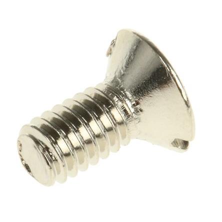 RS PRO Šroub s nízkou půlkulovou hlavou Drážka, Nikl, Mosaz hlavice Vyvýšený (zápustný) 8 mm