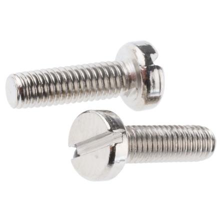 RS PRO Šroub s nízkou půlkulovou hlavou Drážka, Nikl, Mosaz hlavice Válcová 10 mm