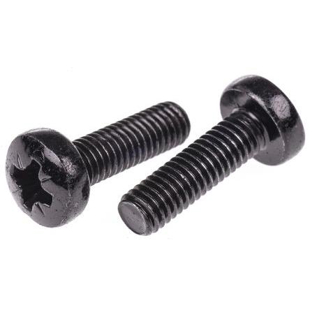 RS PRO Šroub s nízkou půlkulovou hlavou Pozidriv, Černá pasivovaná, Ocel hlavice Kónická 20 mm