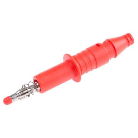Staubli Banánek, 4 mm, 600V, 32A, Černá, Červená, Vnější Šroubová, materiál kontaktu: Mosaz, délka: 71 mm, pokovení