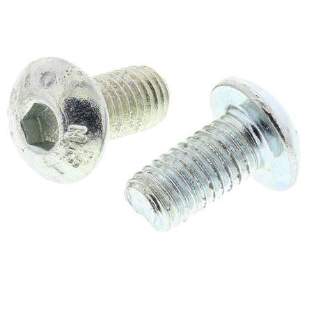 RS PRO Šroub s vnitřním šestihranem, Lesklý zinek, Ocel hlavice Vypouklý s vnitřním šestihranem, M5, M5, délka: 10 mm