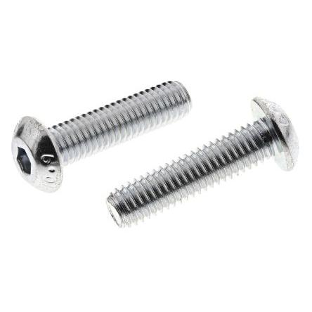 RS PRO Šroub s vnitřním šestihranem, Lesklý zinek, Ocel hlavice Vypouklý s vnitřním šestihranem, M5, M5, délka: 20 mm