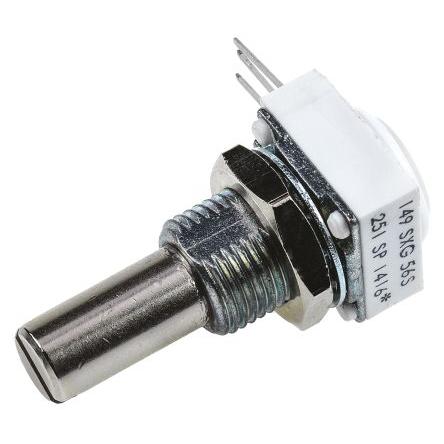 Potenciometr, průměr hřídele: 6.35 mm 1otáčkový, řada: 149 250 Ω 10 % 1 W 14910F0GJSX10251KA Rotační, Montáž do panelu,