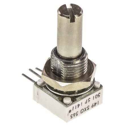 Potenciometr, průměr hřídele: 6.35 mm 1otáčkový, řada: 149 500 Ω 10 % 1 W 14910F0GJSX10501KA Rotační, Montáž do panelu,