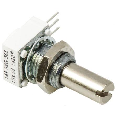Potenciometr, průměr hřídele: 6.35 mm 1otáčkový, řada: 149 10 kΩ 10 % 1 W 14910F0GJSX10103KA Rotační, Montáž do panelu,