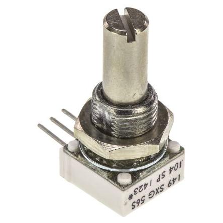 Potenciometr, průměr hřídele: 6.35 mm 1otáčkový, řada: 149 100 kΩ 10 % 1 W 14910F0GJSX10104KA Rotační, Montáž do panelu,