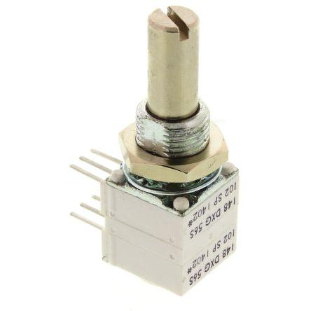 Potenciometr, průměr hřídele: 6.35 mm 1otáčkový, řada: 148 1 kΩ 10 % 0.5 W 14820F0GJSX13102KA Rotační, Montáž do panelu,