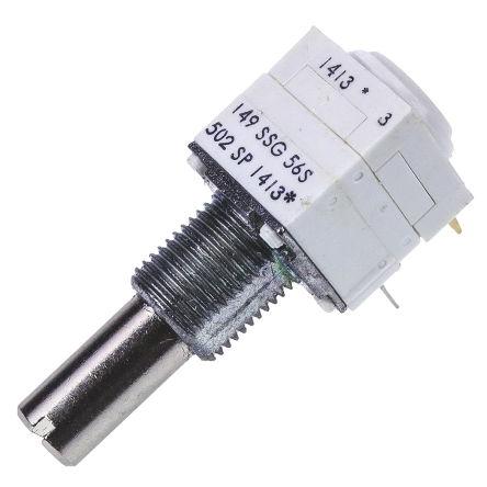 Potenciometr, průměr hřídele: 6.35 mm 1otáčkový, řada: 149 5 kΩ 10 % 1 W 14921F0GJSX13502KA Rotační, Montáž do panelu,