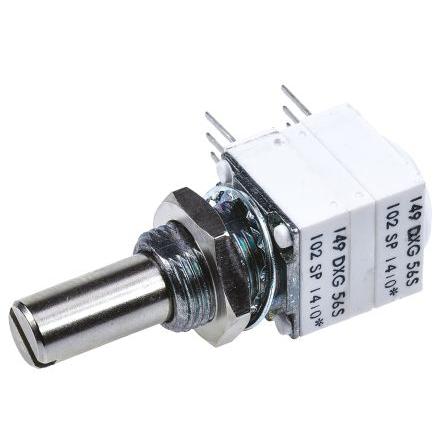 Potenciometr, průměr hřídele: 6.35 mm 1otáčkový, řada: 149 1 kΩ 10 % 1 W 14920F0GJSX13102KA Rotační, Montáž do panelu,
