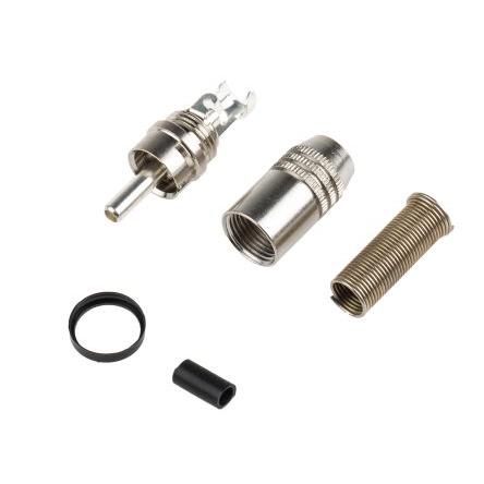 RS PRO Zástrčka RCA, orientace těla: Rovný, Přírodní, Kabel, pokovení: Niklované stříbro 5A, materiál kontaktu: Mosaz,