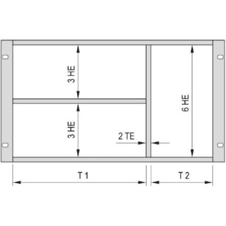 nVent SCHROFF Rám pro montáž do racku, řada: RatiopacPRO 1 U x 40 HP, Hliník, Zinek, Ocel