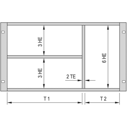 nVent SCHROFF Rám pro montáž do racku, řada: RatiopacPRO 6 U x 40 HP, Nerezová ocel, Ocel, Zinkovaný, Tlakově litý
