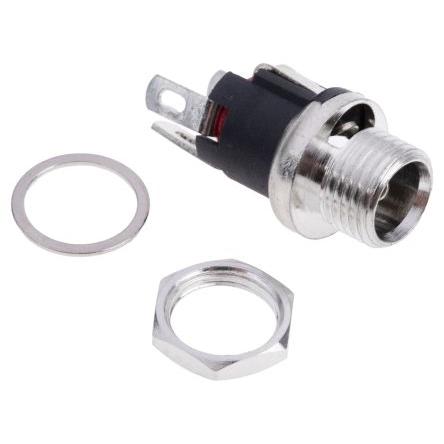 RS PRO Napájecí zásuvka stejnosm., orientace těla: Rovný Zásuvka DC, 12V 5A, Montáž do panelu, délka: 21.3 mm, pokovení: