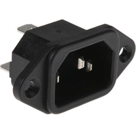 RS PRO Konektor IEC C14, orientace těla: Rovný, Montáž do panelu Vnější, 250V 10A