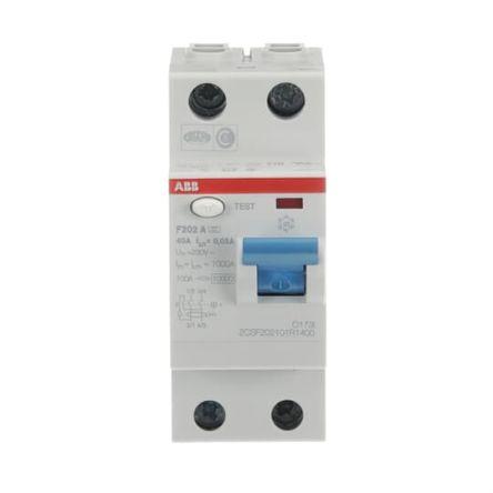 Jistič zbytkového proudu 2pólový Typ A 40A 30 mA ABB Typ A F200 RoHS Compliant, UL Recognized