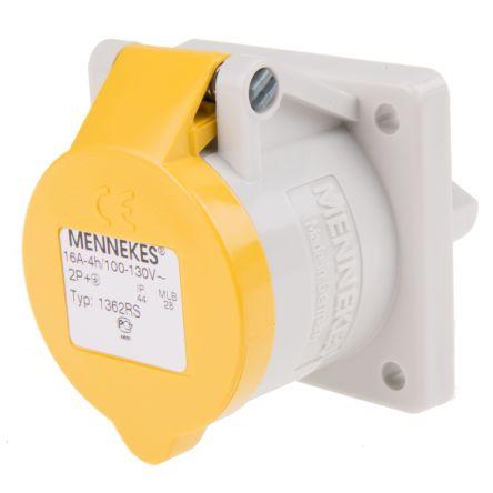MENNEKES Průmyslový napájecí konektor, IP44, Panel barva Žlutá, 16A 3P, 110V