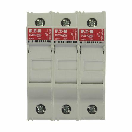 Držák pojistek s montáží na lištu DIN 32A 690V ac Eaton 10 x 38 mm 3pólový