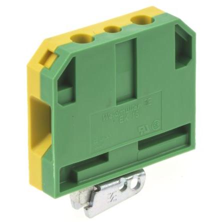 Weidmüller Zemnicí svorkovnice, počet cest: 2, 10AWG, 6 AWG, délka: 50 mm EK 16 16mm² barva Žlutá, Zelená Šroubová,