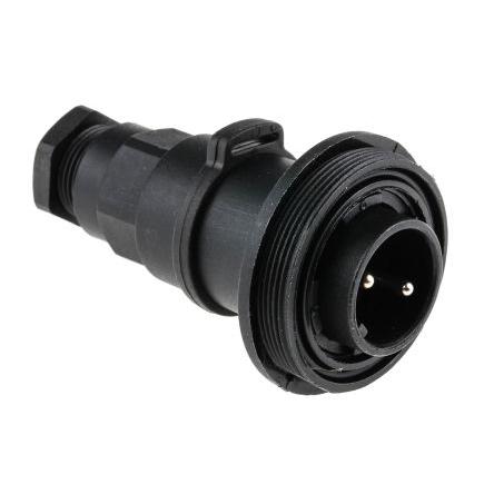 Kulatý konektor, počet kontaktů: 2, Rovný, velikost: Standard Bulgin, pohlaví kontaktu: Vnější, orientace těla: Rovný