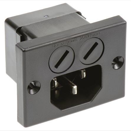 Schurter Konektor IEC C14, orientace těla: Rovný, Montáž do panelu velikost pojistky 5 x 20 mm Vnější, 250V 10A