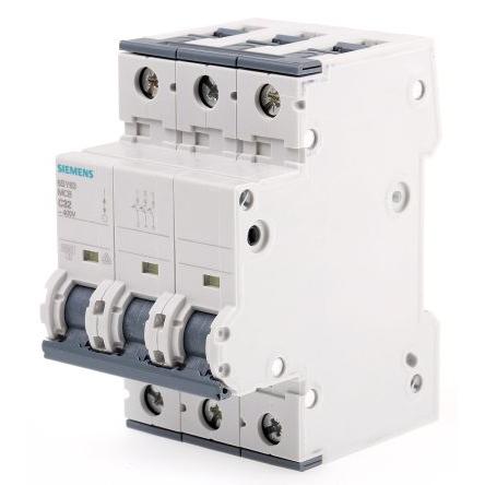 Siemens Miniaturní jistič, rozsah: 5SY6 3pólový 32A vypínací výkon 6 kA, charakteristika: Typ C, rozsah: SENTRON 400V ac