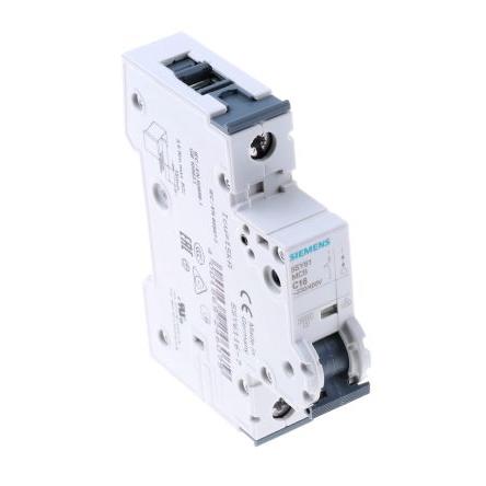 Siemens Miniaturní jistič, rozsah: 5SY6 1pólový 16A vypínací výkon 6 kA, charakteristika: Typ C, rozsah: SENTRON 400V ac