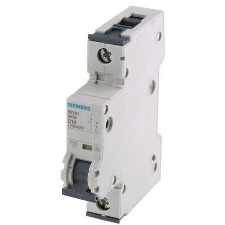Siemens Miniaturní jistič, rozsah: 5SY6 1pólový 10A vypínací výkon 6 kA, charakteristika: Typ C, rozsah: SENTRON 400V ac