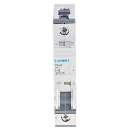 Siemens Miniaturní jistič, rozsah: 5SY6 1pólový 16A vypínací výkon 6 kA, charakteristika: Typ B, rozsah: SENTRON 400V ac