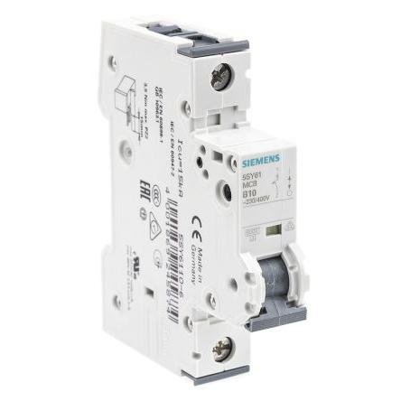 Siemens Miniaturní jistič, rozsah: 5SY6 1pólový 10A vypínací výkon 6 kA, charakteristika: Typ B, rozsah: SENTRON 400V ac