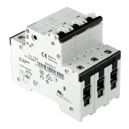 Siemens Miniaturní jistič, rozsah: 5SY6 3pólový 16A vypínací výkon 6 kA, charakteristika: Typ C, rozsah: SENTRON 400V ac