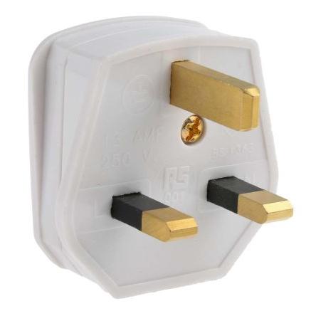 RS PRO Síťová zástrčka barva Bílá, formát pólů: 2+E Velká Británie 3A Typ G – britská BS1363, Kabel, 250V, Termoplast,