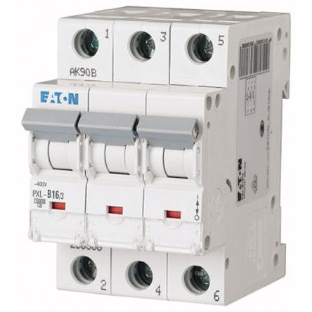 Eaton Miniaturní jistič, rozsah: PXL 3pólový 16A vypínací výkon 10 kA, charakteristika: Typ D, rozsah: xPole 400V ac 48