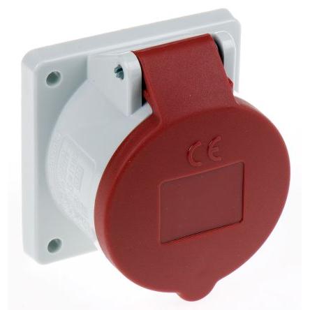 MENNEKES Průmyslový napájecí konektor, IP44, Panel barva Červená, 16A, 400V