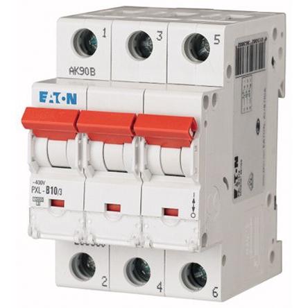 Eaton Miniaturní jistič, rozsah: PXL 3pólový 10A vypínací výkon 10 kA, charakteristika: Typ C, rozsah: xPole 400V ac 48