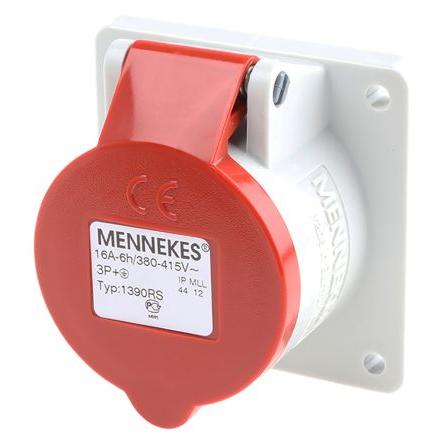 MENNEKES Průmyslový napájecí konektor, IP44, Panel barva Červená, 16A, 400V