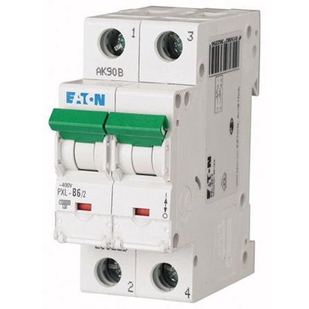 Eaton Miniaturní jistič, rozsah: PXL 2pólový 6A vypínací výkon 10 kA, charakteristika: Typ C, rozsah: xPole 400V ac 48 V