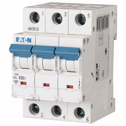 Eaton Miniaturní jistič, rozsah: PXL 3pólový 20A vypínací výkon 10 kA, charakteristika: Typ C, rozsah: xPole 400V ac 48