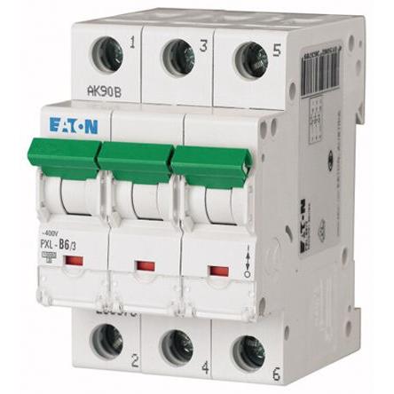 Eaton Miniaturní jistič, rozsah: PXL 3pólový 6A vypínací výkon 10 kA, charakteristika: Typ B, rozsah: xPole 400V ac 48 V
