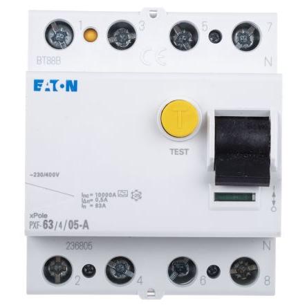 Jistič zbytkového proudu 3+Npólový Typ A 63A 500 mA Eaton Typ A PXF PXF-A RoHS, IEC/EN 61008
